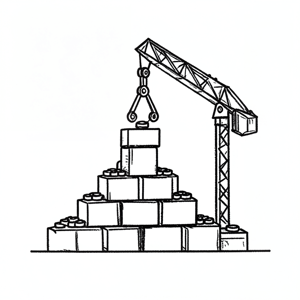 Leverage-First Organization - Machine stacking bricks automatically